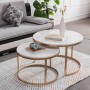 TABLE BASSE ROND EN ACIER DOREE