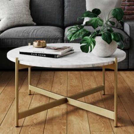 TABLE BASSE ROND EN MDF MARBREE